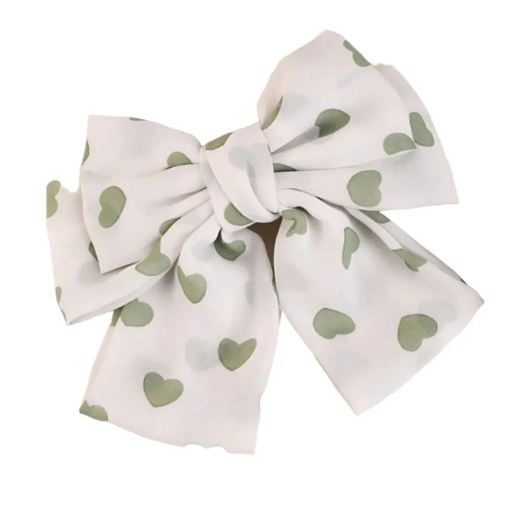 Heart Print Bow Barrette